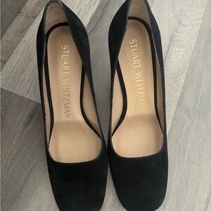 Stuart Weitzman Black Heels Suede Minimalist Design